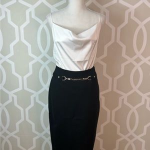 Zenana Draped Cowl Neck Camisole Top Ivory Charmeuse Adjustable Straps New